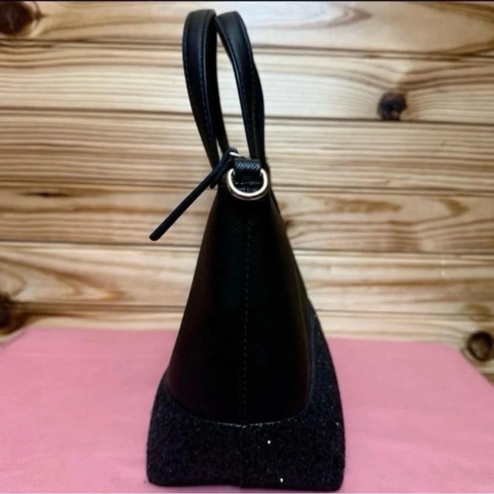 Kate Spade Ina Greta Court Black Glitter sparkle Satchel Mini Tote crossbody